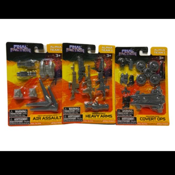 Final Faction Alpha Team 1, ALL 3 Weapons Packs for 1:18 Action Figures New - Picture 1 of 7